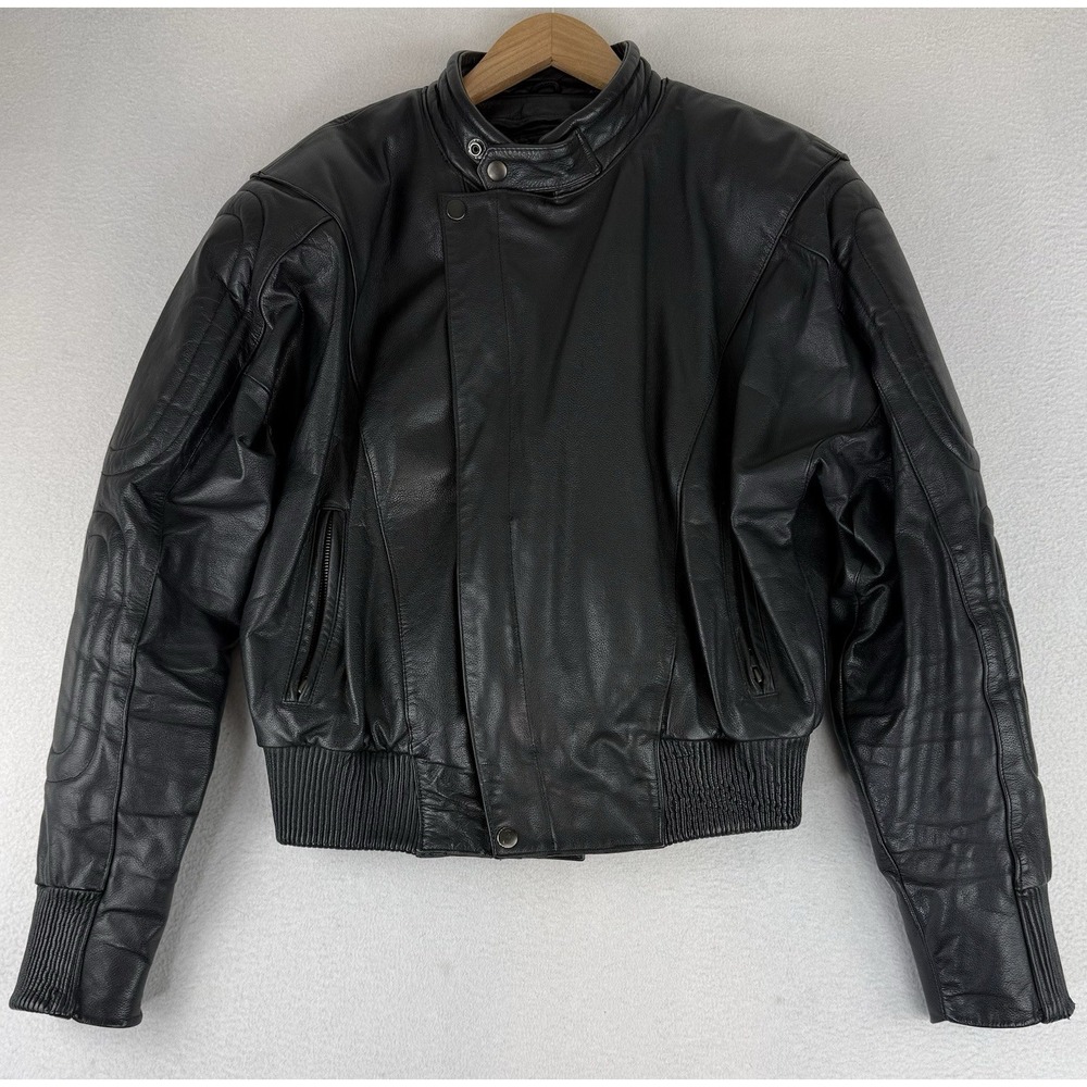 VTG Street Legal Black Leather‎ Motorcycle Jacket Men's 40 Lined Moto Racing